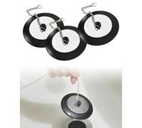YIPFEN Tapón de Goma Universal, Set de 3 con Núcleo de Acero y Cadena de 10cm. Para Fregadero Cocina, Lavabo y Bañera - Evita Fugas, Duradero y Fiable.
