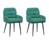 Yisssmeng Juego de 2 sillas de comedor de terciopelo turquesa con | Sillas modernas tapizadas con terciopelo suave, cómodos reposabrazos y estructura de metal resistente para comedor y cocina.
