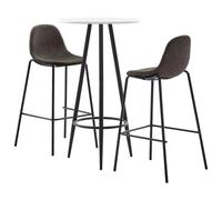 Yisssmeng Juego de 3 piezas de bar con mesa de bar de 60 cm y 2 sillas de | Conjunto de asientos compacto para cocina y comedor: tablero MDF de fácil cuidado en color blanco combinado con cómodas