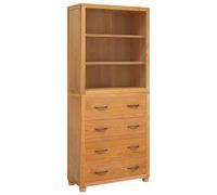 Yisssmeng Juego de muebles de almacenaje marrón 80 x 35 x 185 cm con 3 | Armario alto de madera resistente con patas de roble y protección antiinclinación para sala de estar y dormitorio.