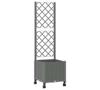 Yisssmeng Macetero con enrejado y ruedas, color gris claro, 40 x 40 x 146 cm, PP con enrejado para plantas trepadoras, tomates, pepinos, huertos, para balcón, terraza, jardín