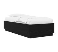 Yisssmeng Marco de cama 80 x 200 cm, madera de roble negro | Cama individual compacta para dormitorio o habitación de invitados, incluye somier de láminas y práctico espacio de