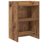 Yisssmeng Mesita de noche de madera envejecida 40 x 30 x 60 cm | Armario auxiliar compacto para dormitorio con 2 estantes abiertos para libros, despertador y lámpara de noche.