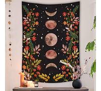 YISUMEI Tapiz floral de luna, diseño de vides y flores, para dormitorio, tapices estéticos, negros, para colgar en la pared para decoración de habitación (150 x 200 cm)
