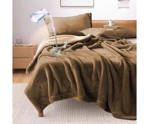 YISURE Manta Impermeable para Parejas 230x205, Manta Marrón Acogedora Reversible King Size, Impermeable para Proteger el Sofá Cama Colchón o Muebles (Marrón/Tan)