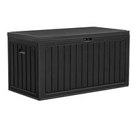 YITAHOME Caja de almacenamiento de jardín 303L para exteriores, caja de resina de polietileno de alta densidad con tapa con cerradura y asas laterales, banco de almacenamiento impermeable para muebles