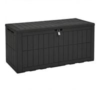 YITAHOME Caja de almacenamiento para exteriores, caja impermeable de 120 galones para herramientas de jardín, cojines de patio y accesorios de piscina, con cerradura, fácil montaje, banco o mesa