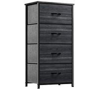 YITAHOME Cajonera de Tela,Cómoda de Tela,Unidad de Almacenamiento de Tela,con 4 cajones Extraíbles,con Parte de Mader,Cómoda de para Sala de Estar,Dormitorio, Grano de Madera Negra