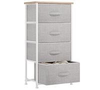 YITAHOME Cajonera de Tela, Cómoda de Tela, Unidad de Almacenamiento de Tela, con 4 cajones Extraíbles, Cómoda de para Sala de Estar, Dormitorio, habitación Infantil, Gris Claro