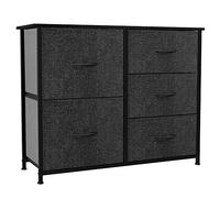 YITAHOME Cajonera de Tela, Cómoda de Tela, Unidad de Almacenamiento de Tela, con 5 cajones Extraíbles, Cómoda de para Sala de Estar, Dormitorio, habitación Infantil, Negro y Gris