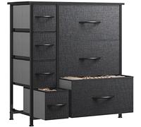 YITAHOME Cajonera de Tela, Cómoda de Tela, Unidad de Almacenamiento de Tela, con 7 cajones Extraíbles, Cómoda de para Sala de Estar, Dormitorio, habitación Infantil, Negro y Gris