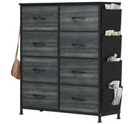 YITAHOME Cajonera de Tela con Bolsillos Laterales, Ganchos,Cómoda de Tela,Unidad de Almacenamiento,con 8 cajones Extraíbles,Cómoda de para Sala de Estar,Dormitorio, Grano de Madera Negro