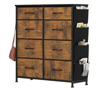 YITAHOME Cajonera de Tela con Bolsillos Laterales, Ganchos,Cómoda de Tela,Unidad de Almacenamiento,con 8 cajones Extraíbles,Cómoda de para Sala de Estar,Dormitorio, Grano de Madera podrido