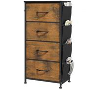 YITAHOME Cajonera de Tela con Bolsillos Laterales, Ganchos,Cómoda de Tela,Unidad de Almacenamiento,con 5 cajones Extraíbles,Cómoda de para Sala de Estar,Dormitorio, Grano de Madera podrido