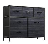 YITAHOME Cajonera para Armario,Unidad de Almacenamiento, de Tela, con 7 cajones,Cajones de Tela con Parte de Madera,Grano de Madera Negra