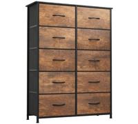 YITAHOME Comoda 10 Cajones,Cajonera de Tela,Sinfonier,Robusta Estructura metálica,para Dormitorio, Salón, Pasillo,Marrón óxido