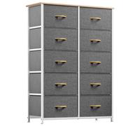 YITAHOME Comoda 10 Cajones,Cajonera de Tela,Sinfonier,Robusta Estructura metálica,para Dormitorio, Salón, Pasillo,Gris