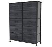 YITAHOME Comoda 10 Cajones,Cajonera de Tela,Sinfonier,Robusta Estructura metálica,para Dormitorio, Salón, Pasillo,Grano de carbón Negro