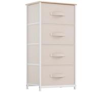 YITAHOME Comoda 4 Cajones,Cajonera de Tela,Sinfonier,Robusta Estructura metálica,Blanco Crema