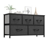 YITAHOME Comoda 5 Cajones,Cajonera de Tela,Sinfonier,Robusta Estructura metálica,Negro y Gris