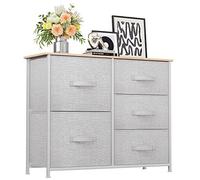 YITAHOME Comoda 5 Cajones,Cajonera de Tela,Sinfonier,Robusta Estructura metálica,para Dormitorio, Salón, Pasillo,Gris Claro