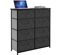 YITAHOME Comoda 8 Cajones,Cajonera de Tela,Sinfonier,Robusta Estructura metálica,para Dormitorio, Salón, Pasillo,Negro y Gris