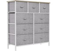 YITAHOME Comoda 9 Cajones,Cajonera de Tela,Sinfonier,Robusta Estructura metálica,para Dormitorio, Salón, Pasillo,Gris Claro