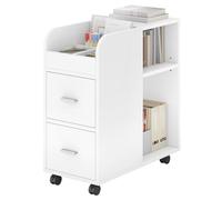 YITAHOME Contenedor rodante con 2 cajones, archivador con estante ajustable y compartimentos de almacenamiento, armario de almacenamiento multifuncional para oficina, mesa auxiliar para sala de estar