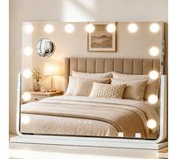 YITAHOME Espejo de Maquillaje con 15 LED y iluminación, Estilo Hollywood con Conexión USB y Tipo-C, 3 Temperaturas de Color Ajustables, Espejo Aumentador 10X y Soporte para Teléfono, 58x46 cm