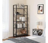YITAHOME Estantería de 5 Niveles, estantería Industrial artística, Color Gris, Estante para Libros, Estante de Almacenamiento, Organizador de Libros, Organizador para Libros,