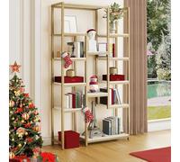 YITAHOME Estantería Dorada de 6 Niveles, Estantería Moderna de 71 Pulgadas de Alto con 12 Estantes, Estante de Almacenamiento de Mármol Sintético Abierto para Sala de Estar, Dormitorio