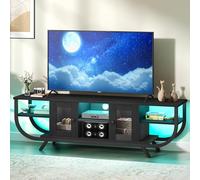 YITAHOME Industrial Mueble de TV, Mesa de TV de hasta 65 Pulgadas, 160 cm Mueble TV Salon con LED, Estantes Abiertos Centro de Entretenimiento Alto para Salón, Dormitorio, Negro
