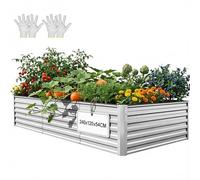 YITAHOME Juego de 1 Camas elevadas para jardín al Aire Libre de 240 x 120 x 58 cm, Camas elevadas de Metal de Zinc, Aluminio y magnesio, Camas elevadas para jardín con Barra de Apoyo y Guantes