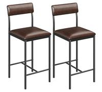 YITAHOME Juego de 2 taburetes de Bar, Asiento Alto con Asiento y Respaldo Acolchados, taburetes industriales para Cocina/Comedor, sillas de Bar con reposapiés ergonómico, Color marrón rústico