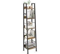 YITAHOME Librería de 5 Niveles, Estante de Escalera Industrial Estantería Independiente para Libros Estantes de Madera y Marco de Metal Estantería Moderna para Sala Pasillo Oficina, Marrón Rústico