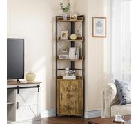 YITAHOME Librería Esquinero, Estantería Industrial con Gabinete, Librería Independiente, Estante de Almacenamiento de Madera, Estanterías para Sala de Estar, Oficina en Casa, Pasillo, Marrón Rústico