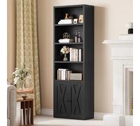 YITAHOME Librería, Estanterías Independientes con Armario, Estantes Industriales, Estante de Almacenamiento, Estante de Madera, Gabinete Alto para Sala de Estar Cocina Oficina en Casa, Negro