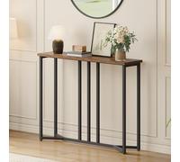 YITAHOME Mesa Consola, 80cm Consola Recibidor, Mesa Sofa, Mueble Entrada Recibidor, para Sala de Estar, Pasillo, Marco de Metal, Marrón Rústico y Negro
