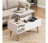 YITAHOME Mesa de Centro con Placa elevable y Compartimento Oculto, Estante Ajustable, Elevador de muelles, Mesa de Centro con Espacio de Almacenamiento para salón, 80 x 40 x 61,5 cm