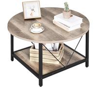 YITAHOME Mesa de Centro Redonda para Sala de Estar, Mesa Central Retro con Estante de Almacenamiento, Mesa de Centro Industrial Moderna de 2 Niveles, hogar, Oficina