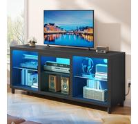 YITAHOME Mueble de TV para televisores de 65", Mueble de TV para Salón con Luces LED, Consola de TV LED con Estante Ajustable para Sala de Estar 148x35x60cm (Negro)