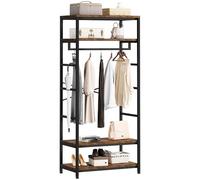 YITAHOME Perchero Alto para Pasillo, Perchero Industrial con 4 estantes, Perchero de pie con Almacenamiento de Zapatos, Perchero para Pasillo, Sala de Estar, marrón rústico