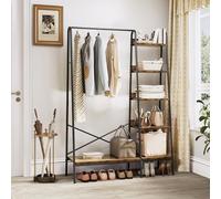 YITAHOME Perchero con Almacenamiento De Zapatos, Árbol De Pasillo Industrial con 5 Estantes Perchero Independiente Armario Abierto Barra para Ropa para Dormitorio Pasillo Entrada