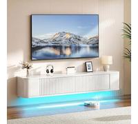 YITAHOME Soporte de TV flotante, 140 cm, estantes de TV montados en la pared con iluminación LED RGB, consola multimedia blanca de alto brillo, mueble de TV flotante, grande
