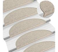 YITHOPI Alfombrillas autoadhesivas para escaleras, aspecto de sisal, 15 unidades, semicircular, protección antideslizante, para humanos y animales, 56 x 20 cm, color marrón