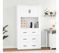YITHOPI Armario para sala de estar, aparador, armario alto, color blanco, madera