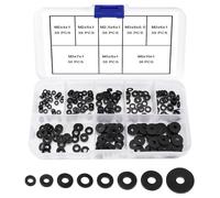 YIXISI 240 Piezas M2 M2.5 M3 Kit de Surtido Arandelas Planas de Silicona, Arandelas de Silicona de Sellado, Arandela Plana, para Grifos/Tornillos/Manguera de Jardín, Negro