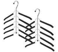 YIXNSW 2 perchas multicapa 5 en 1, perchas múltiples para ahorrar espacio, metal negro, perchas para pantalones, camisas, perchas para chaquetas para armario, 40 x 39 cm