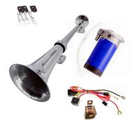 YIYIDA Altavoz de Aire Para Automóviles 24V - Bocina de Barco y Camión de Cromo y Zinc Con Compresor Azul - Para Camiones, Barcos y Más