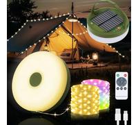 Yizhet Cadena de Luces Camping Solar, 22M 200 Led Blanco Cálida y Colorido